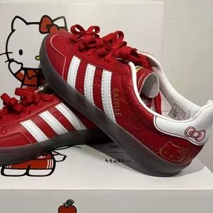 adidas Gazelle Red and White Athletic Shoes